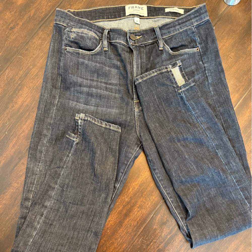 Frame Le High Skinny Crop Womens Blue Jeans